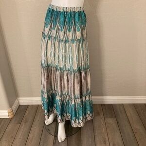 Y2K Romeo & Juliet Couture Tiered Art Deco Polyester Maxi Skirt Small